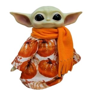 2pc. Fall Pumpkin Outfit & Scarf set for 11" Mattel Child Grogu Yoda doll Plush